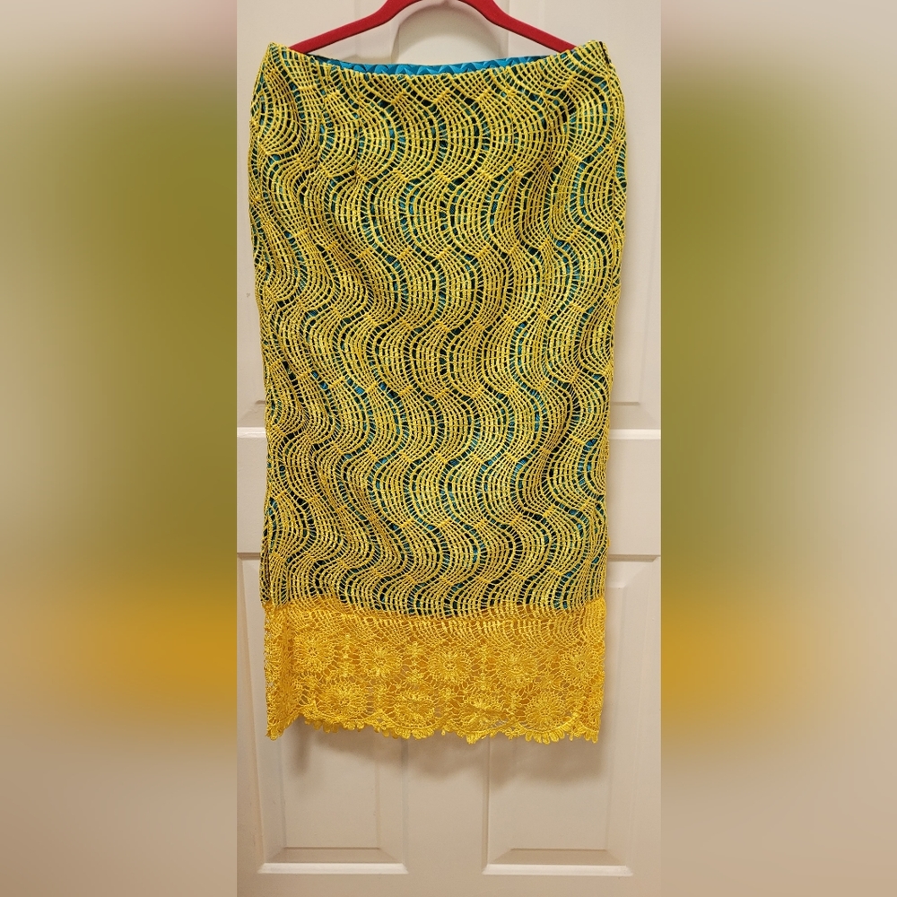 Neobantu Embroidered Lace Midi Skirt-Size 8 Excellent Condition